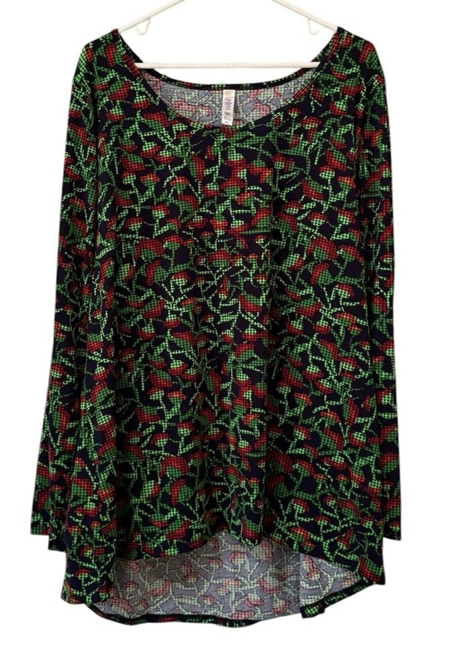 LuLaRoe Women Sz 3XL Tunic Top Short Sleeves Stretch Floral Long Sleeve Stretch